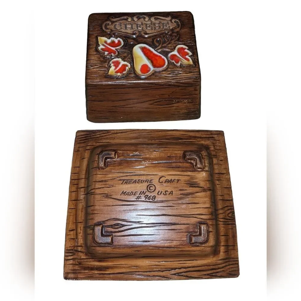 Vintage Treasure Chest cheese tray container‎